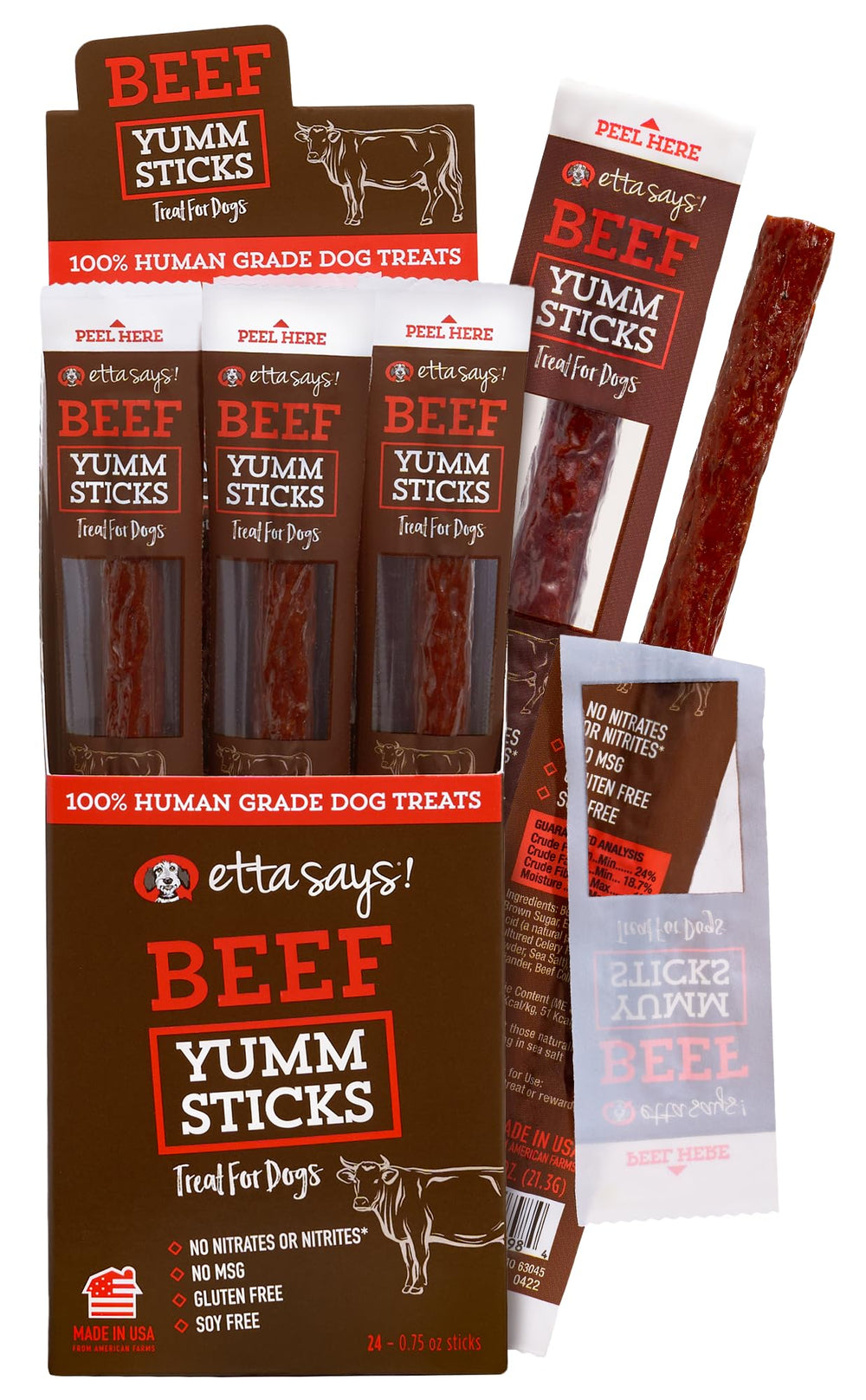 etta says! Yumm Sticks empacado individual para mantener la frescura entre meriendas.