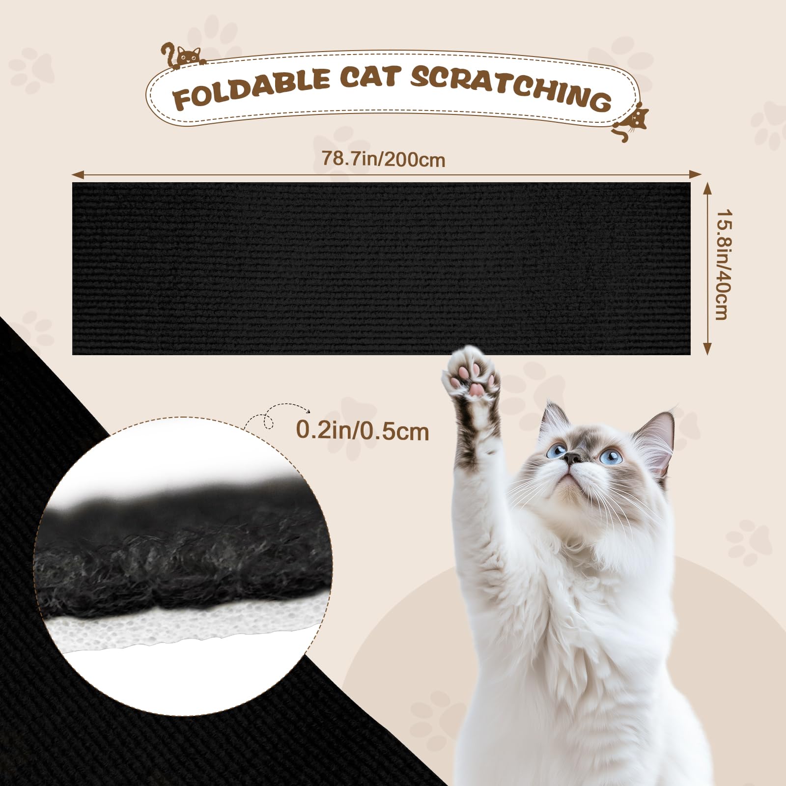 Eunice alfombra rasca-gato recortable permite ajuste personalizado en rincones y postes.