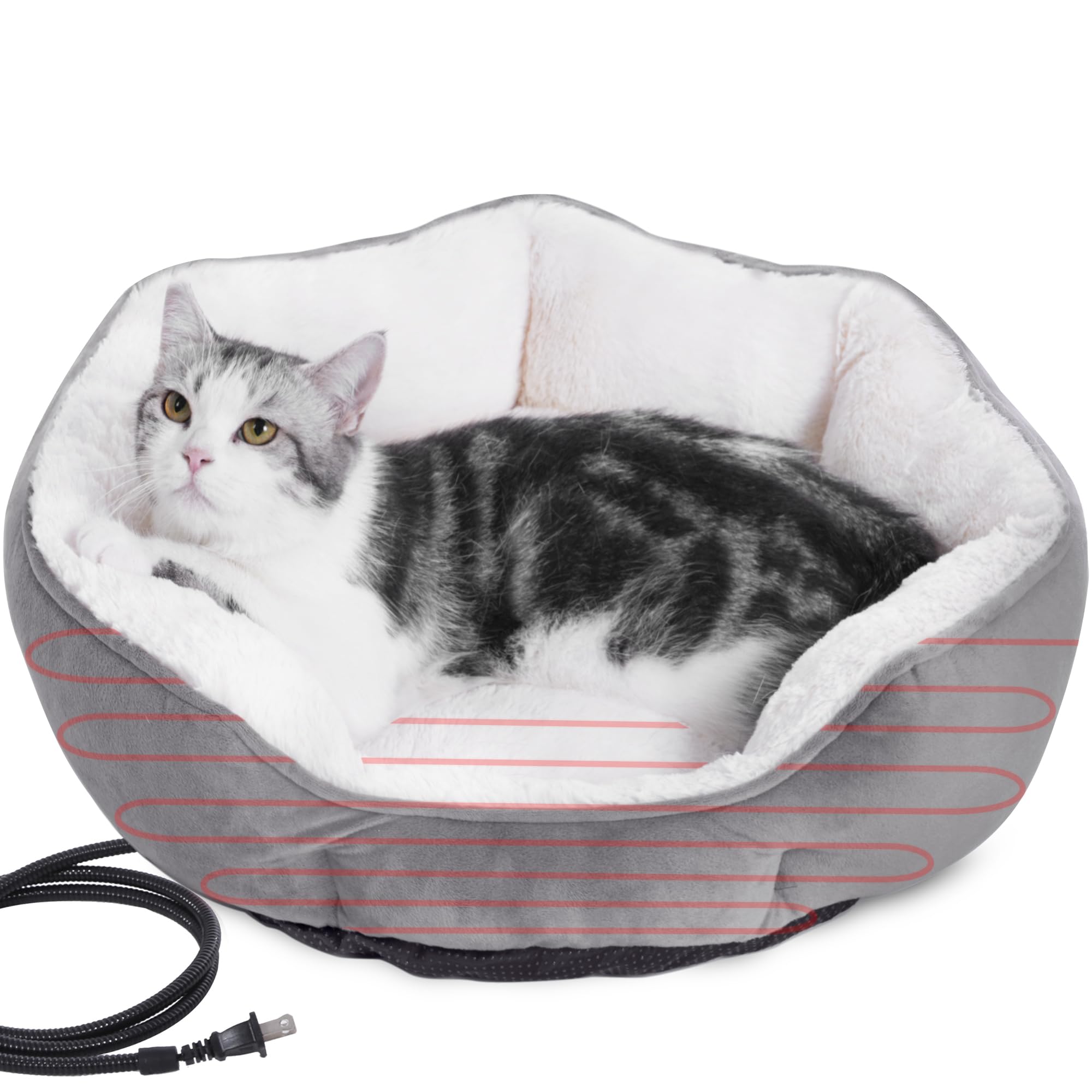 Cama caliente para gatos redonda de EursurePet, diseño suave y cómodo para el descanso.
