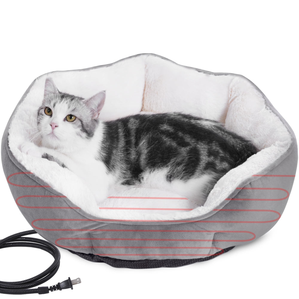 Cama caliente para gatos redonda de EursurePet, diseño suave y cómodo para el descanso.