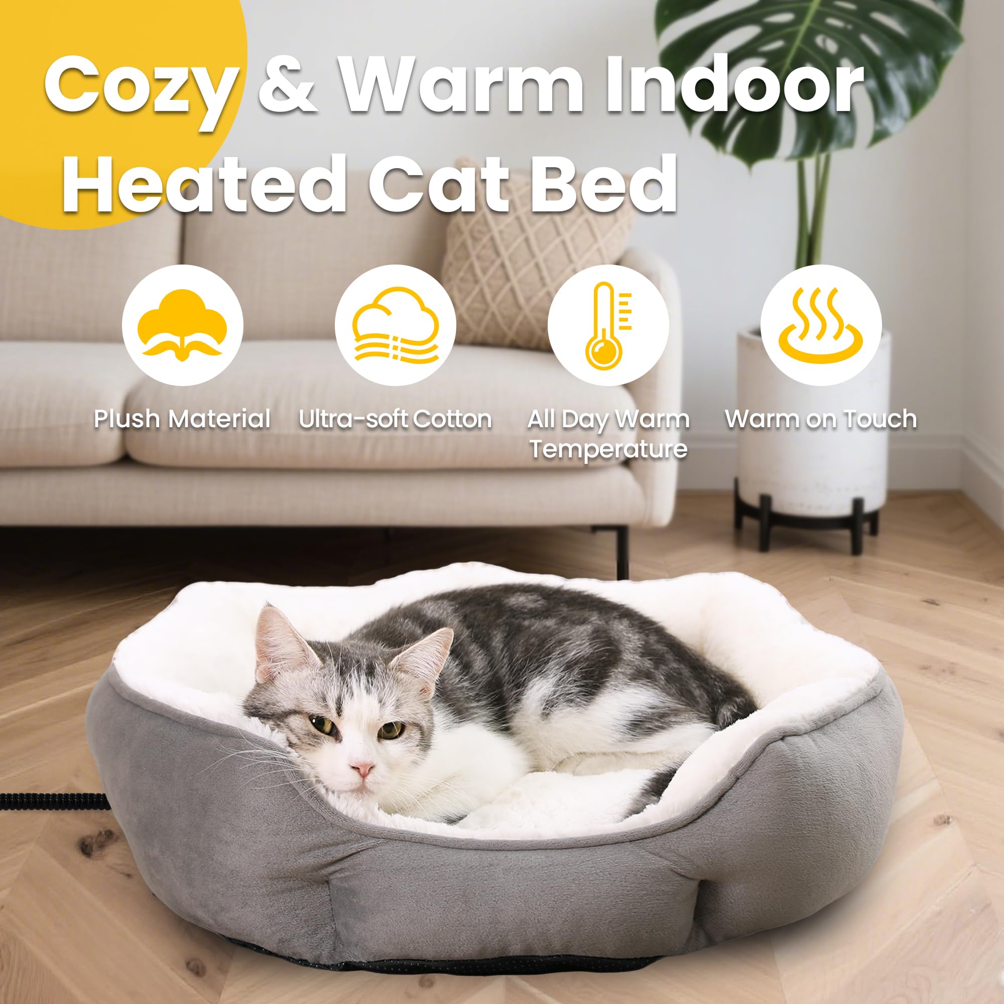 Cama caliente para perros pequeños redonda de EursurePet, apta para interiores.