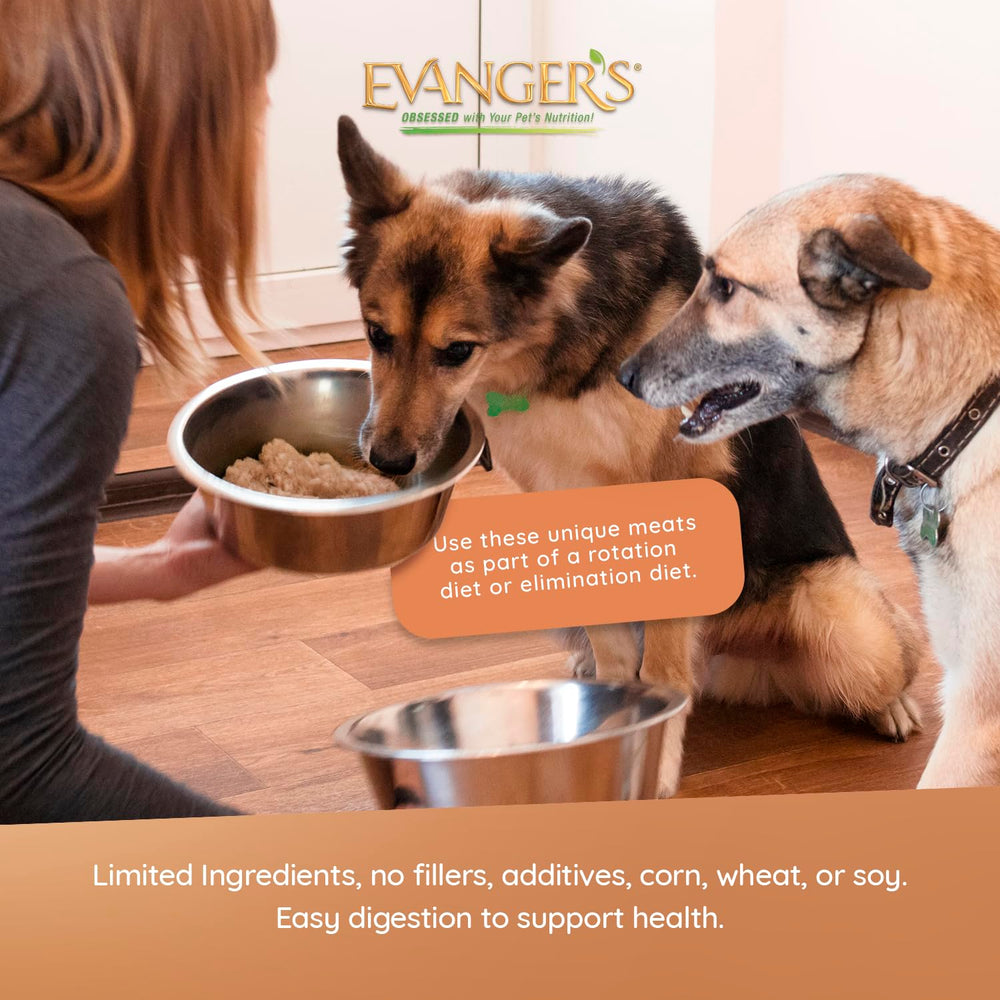 Etiqueta de Evanger's Patata Dulce, alimento húmedo sin grano para gatos sensibles.