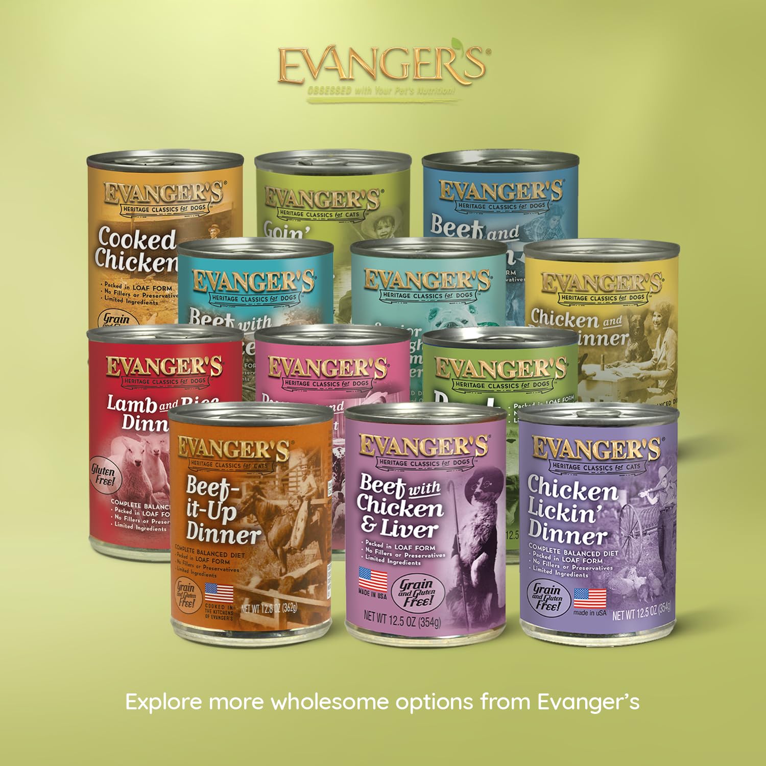 Pack de 12 latas de Evanger’s Goin’ Fishin’ Dinner, opción económica.