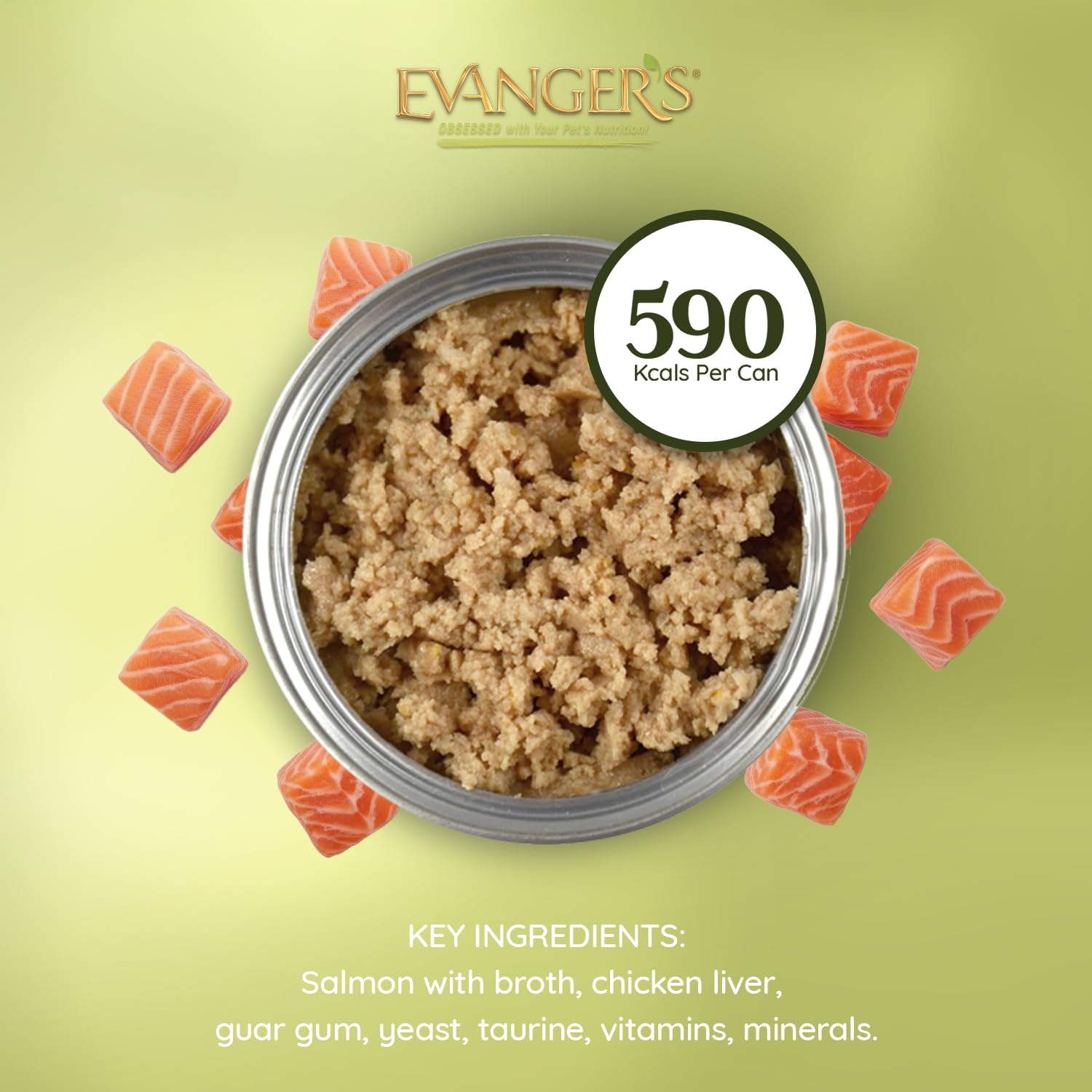 Fórmula sin granos de Evanger’s Goin’ Fishin’ Dinner para digestión favorable.