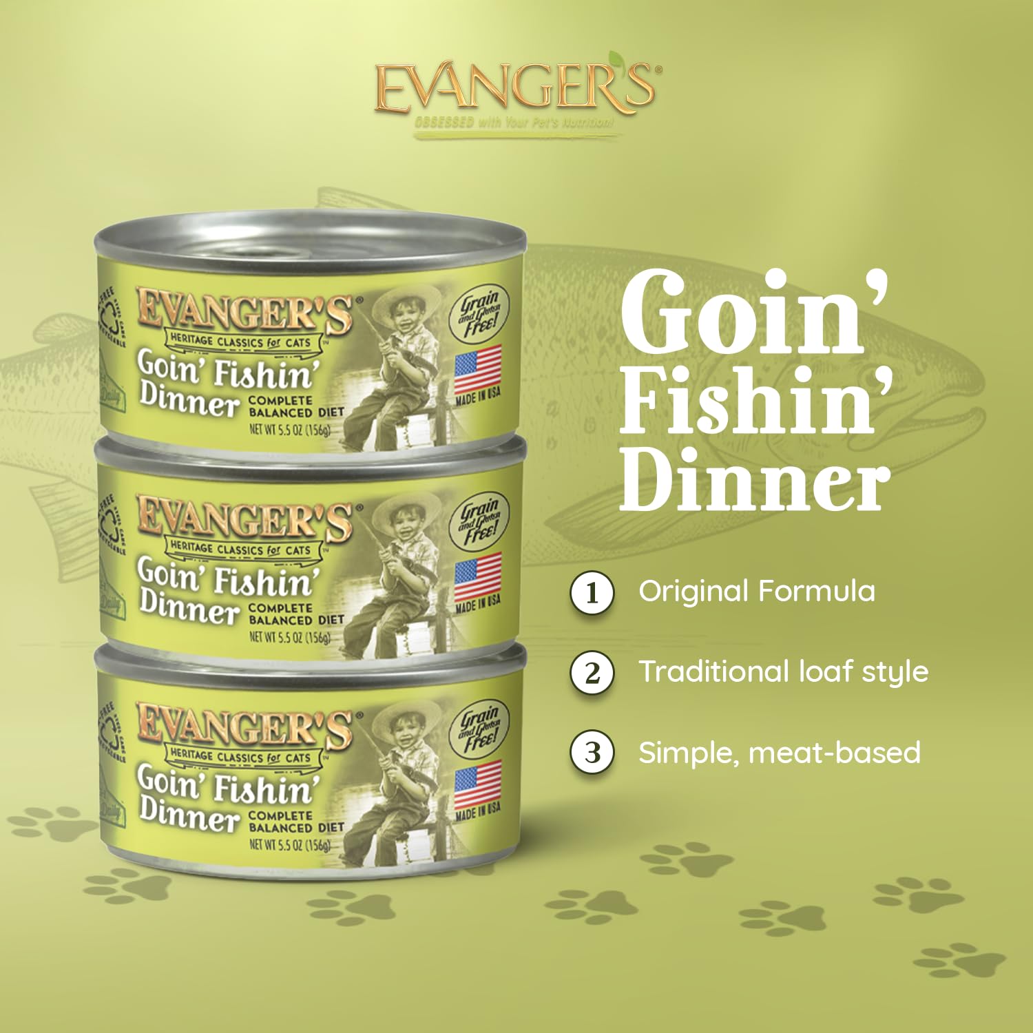 Textura loaf suave de Evanger's Goin’ Fishin’ Dinner facilita porciones