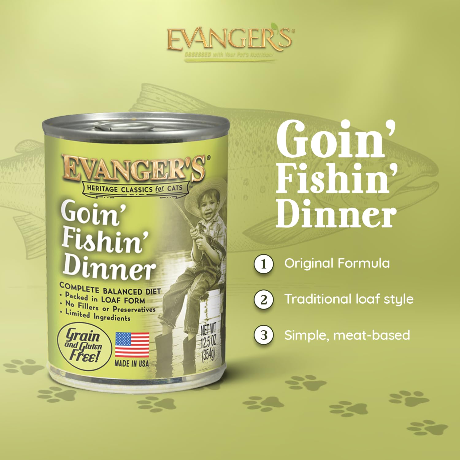 Textura suave de Evanger’s Goin’ Fishin’ Dinner para gatos selectivos.