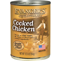 Evanger's Heritage Clasicos pollo cocido en lata, proteína limpia para perros
