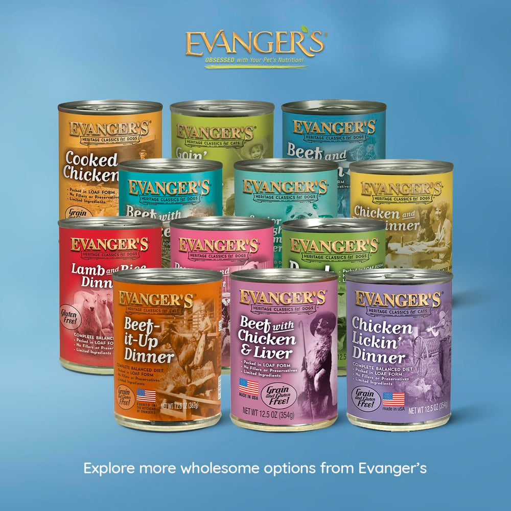 Perros de todas las edades disfrutan Evanger's Heritage Classics, receta confiable.