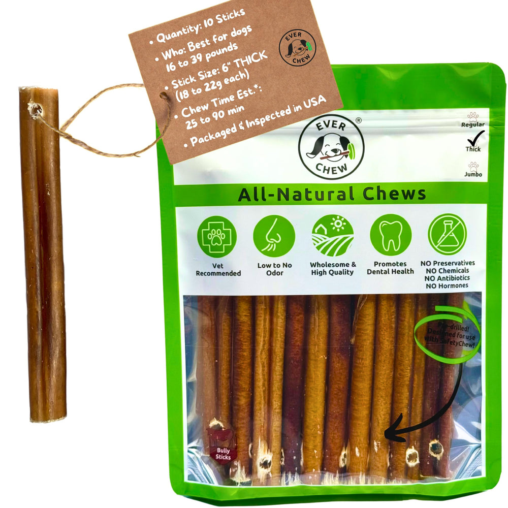 EverChew bully-stick refill de 6 pulgadas pack: masticación prolongada.