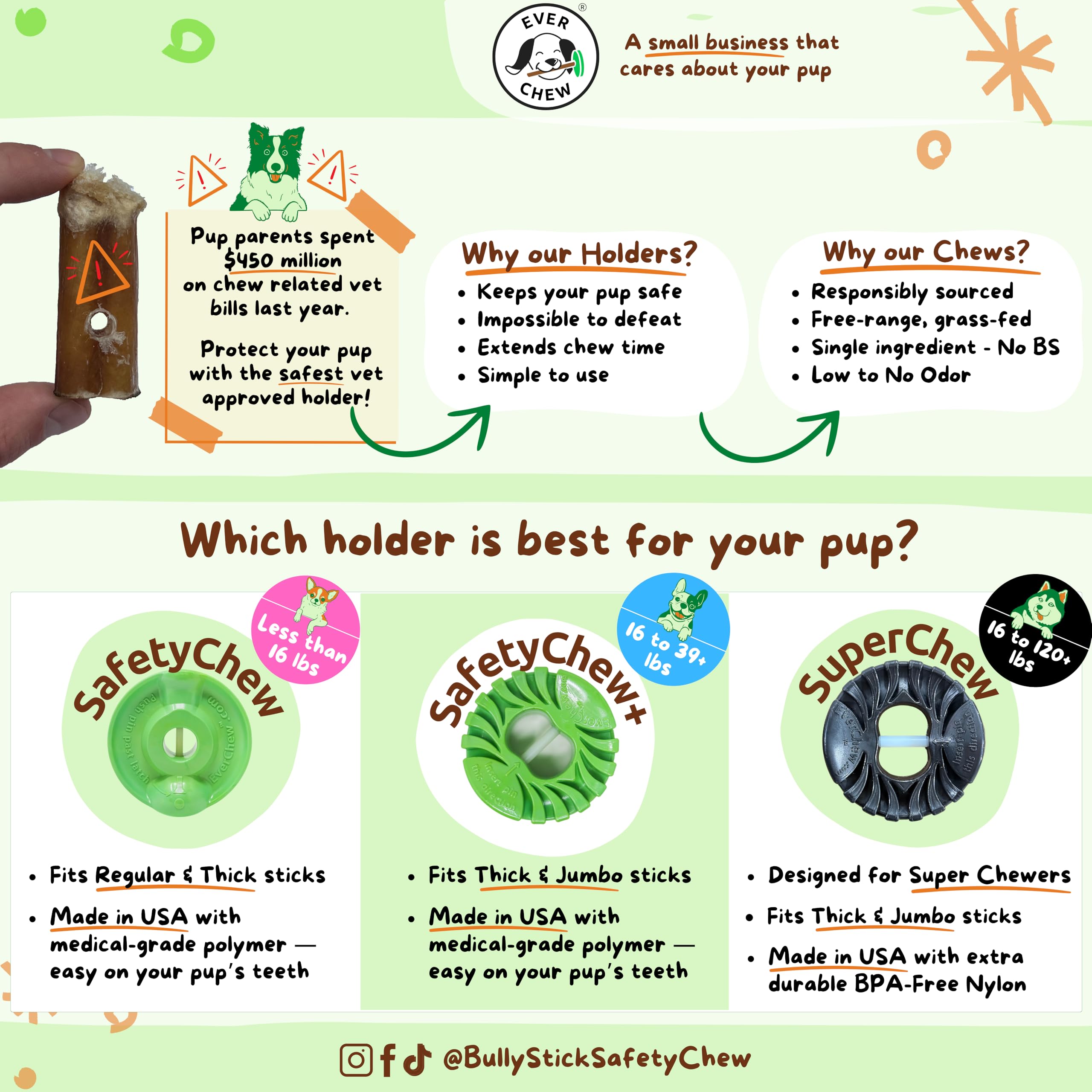 EverChew bully-stick olor bajo: masticación más agradable en casa.