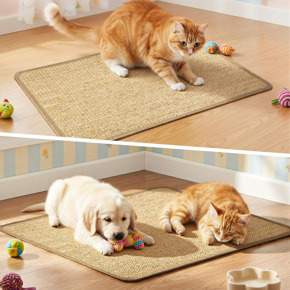 Exclaith alfombra de sisal natural con borde de juta para gatos.