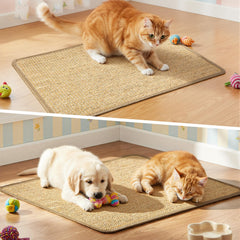 Exclaith alfombra de sisal natural con borde de juta para gatos.