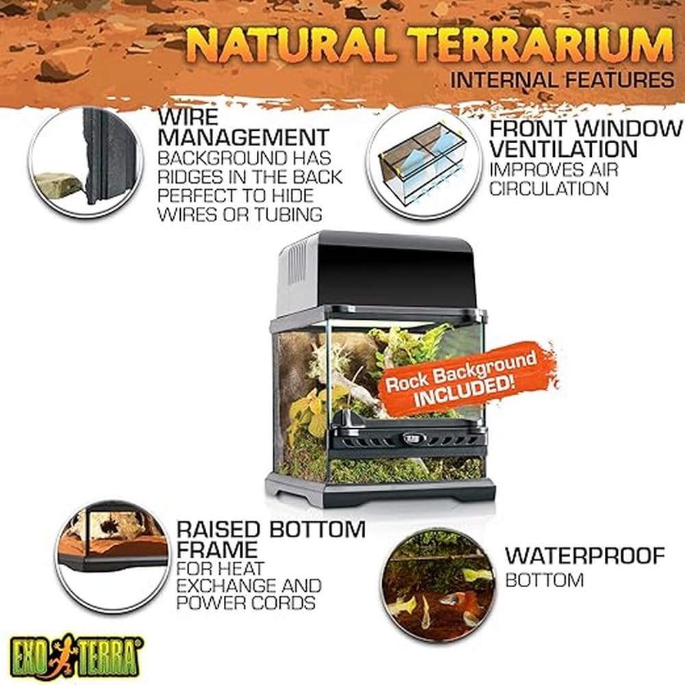 Exo Terra Nano 8x8, ventilación frontal de alto flujo para aire y UVB.