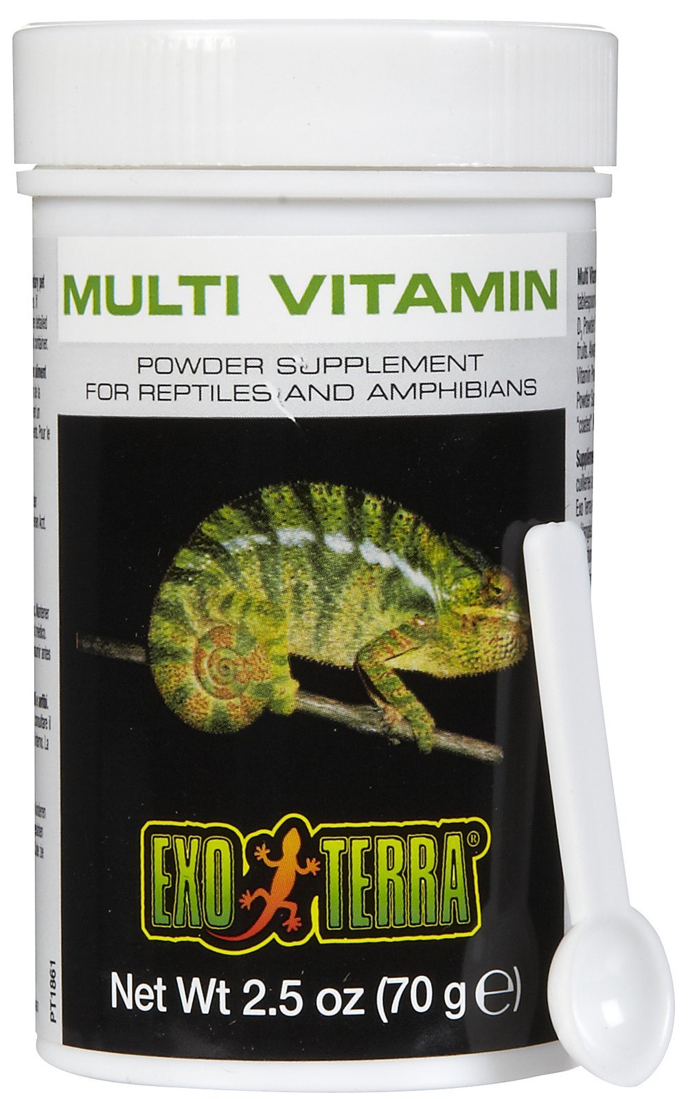 Exo Terra Multivitamínico polvo para reptiles, listo para espolvorear sobre presas.