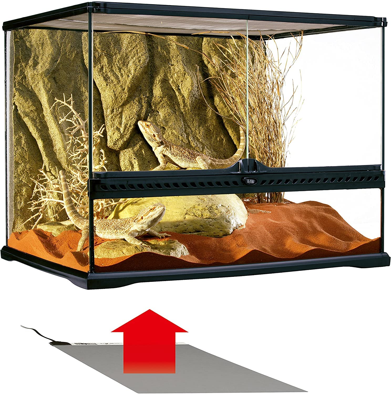 Calentamiento uniforme bajo el tanque para reptiles pequeños.