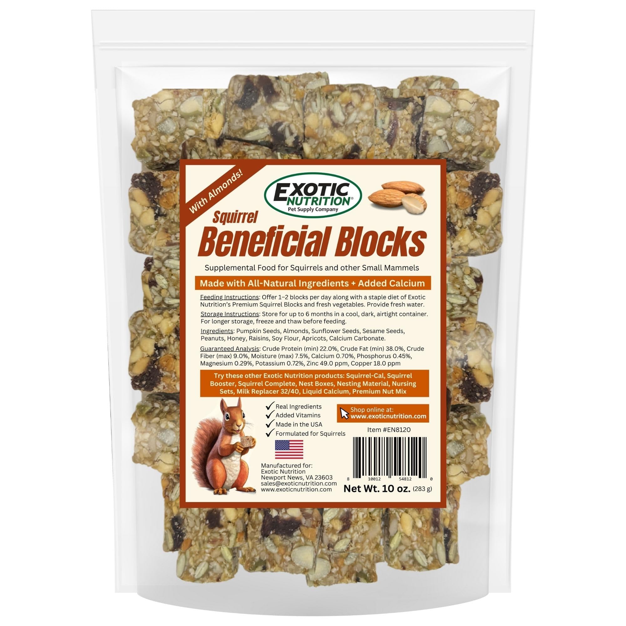 Ingrediente natural: almendras de California en bloques Exotic Nutrition.