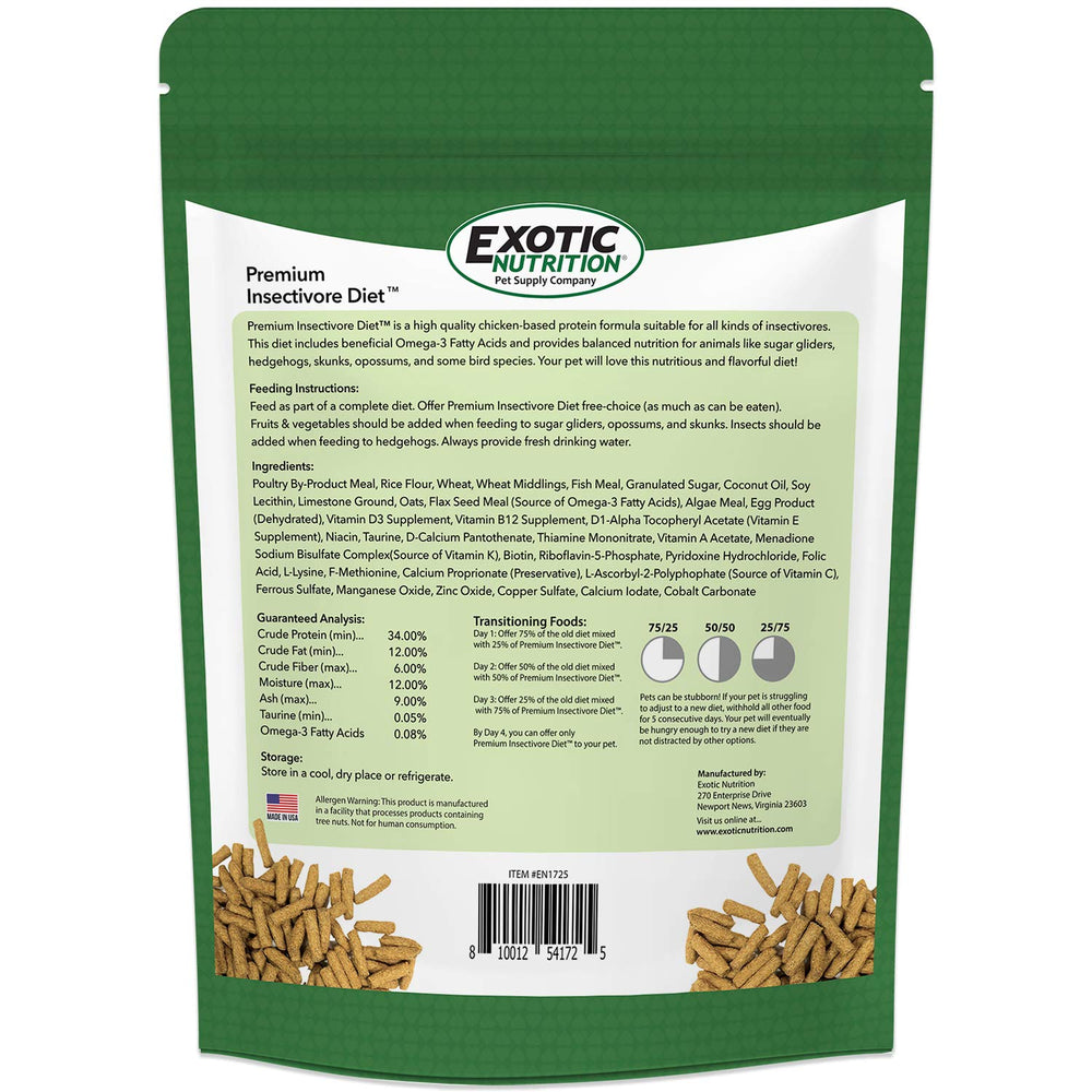 Exotic Nutrition Dieta Premium: proteína de pollo para insectívoros, útil en la dieta diaria.
