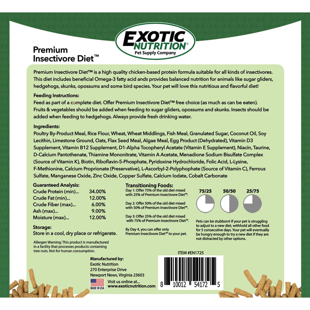 Exotic Nutrition Premium Insectivoros sin colorantes ni conservantes para una dieta natural.