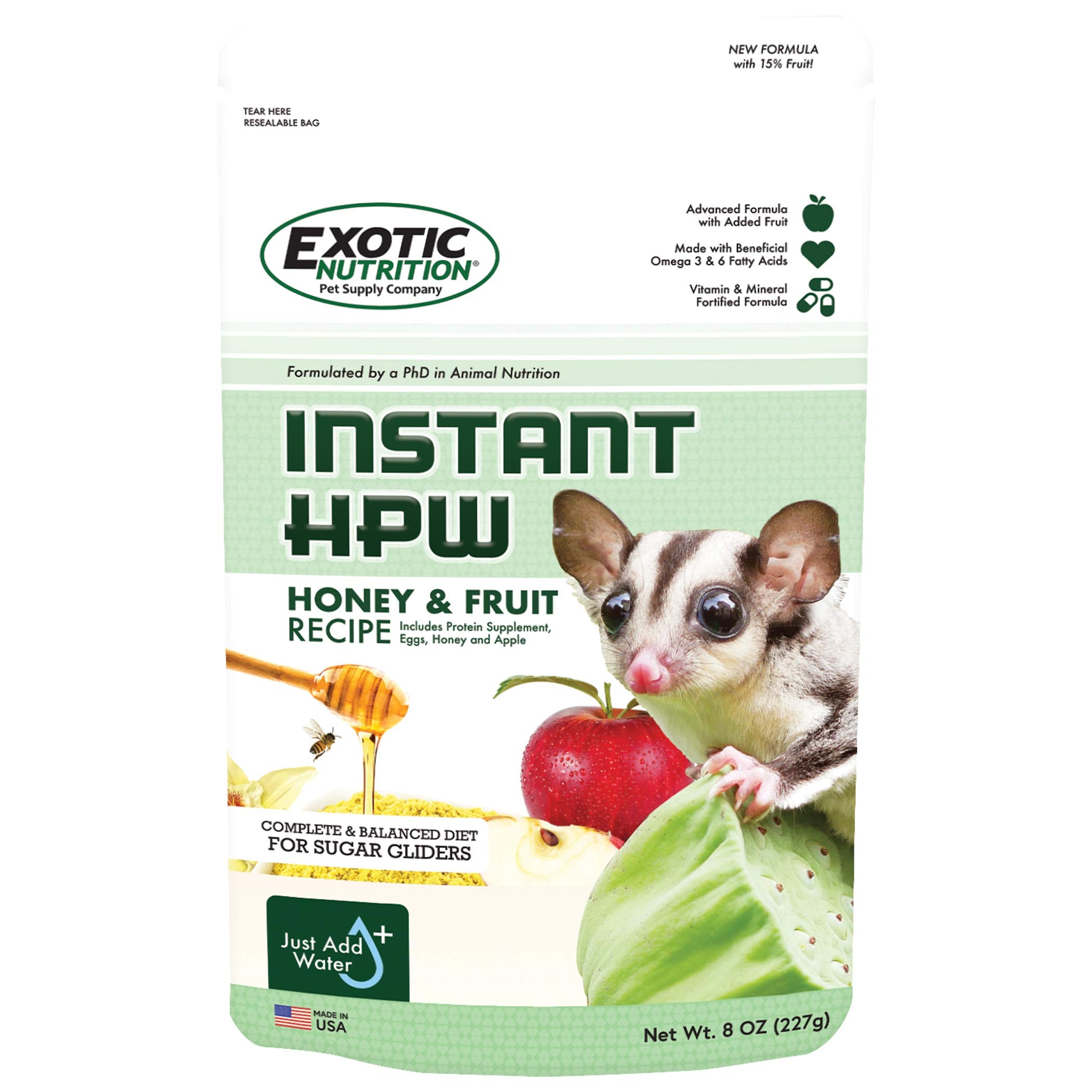 Alimento gomívoro-fruta-mixta de Exotic Nutrition, opción sabrosa para textura.