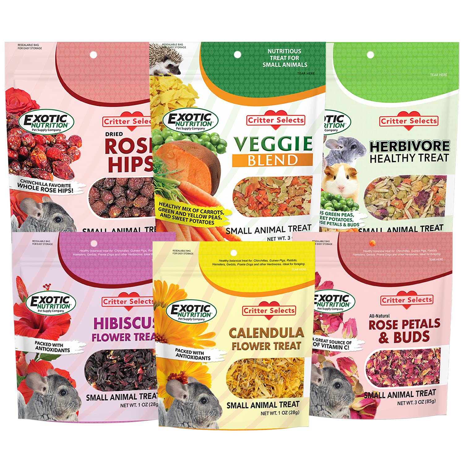 Exotic Nutrition variedad de golosinas para roedores y conejos, lista para probar sabores
