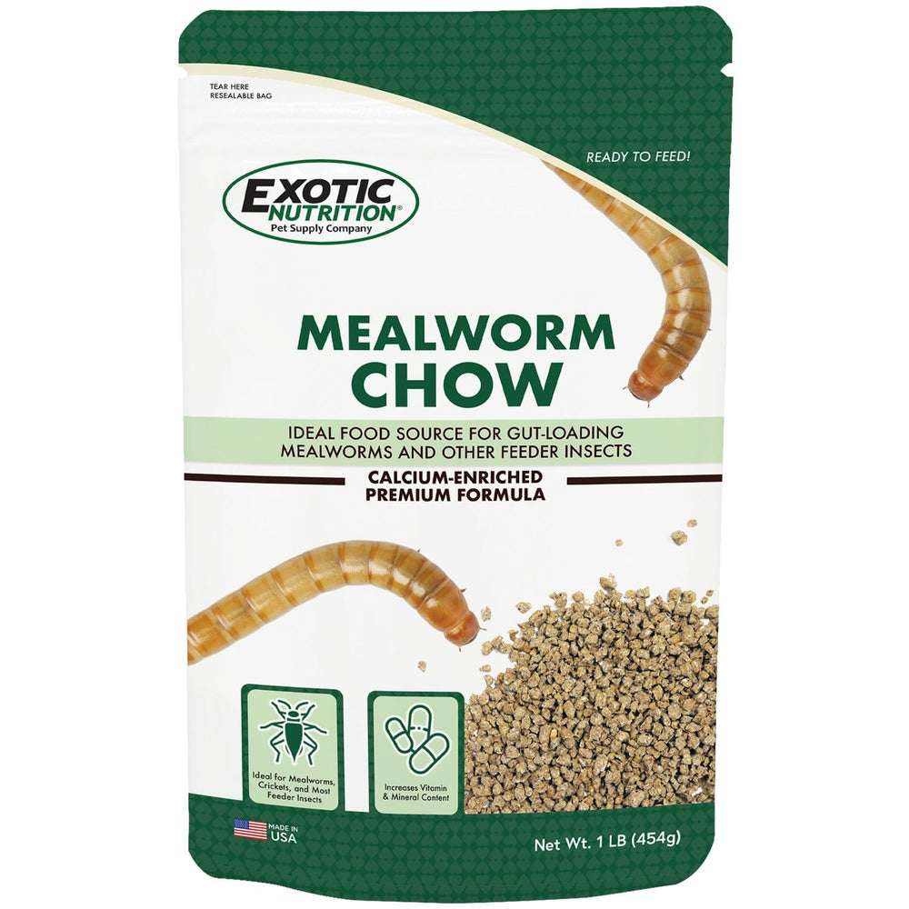 Exotic Nutrition Mealworm Chow: bolsa de 1 libra para insectos sanos.