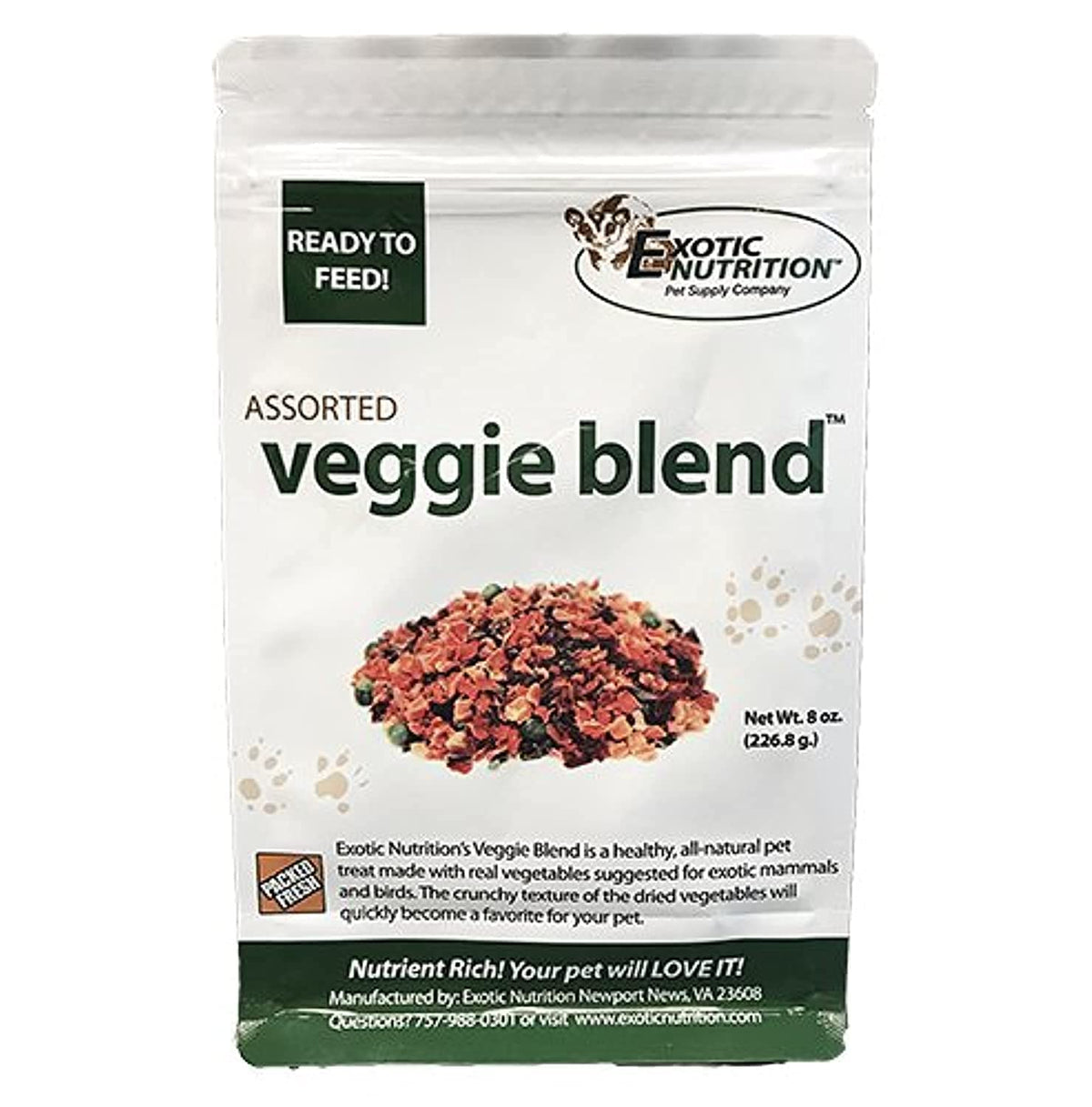 Exotic Nutrition Veggie Blend: mezcla de verduras secas para forraje y variedad diaria