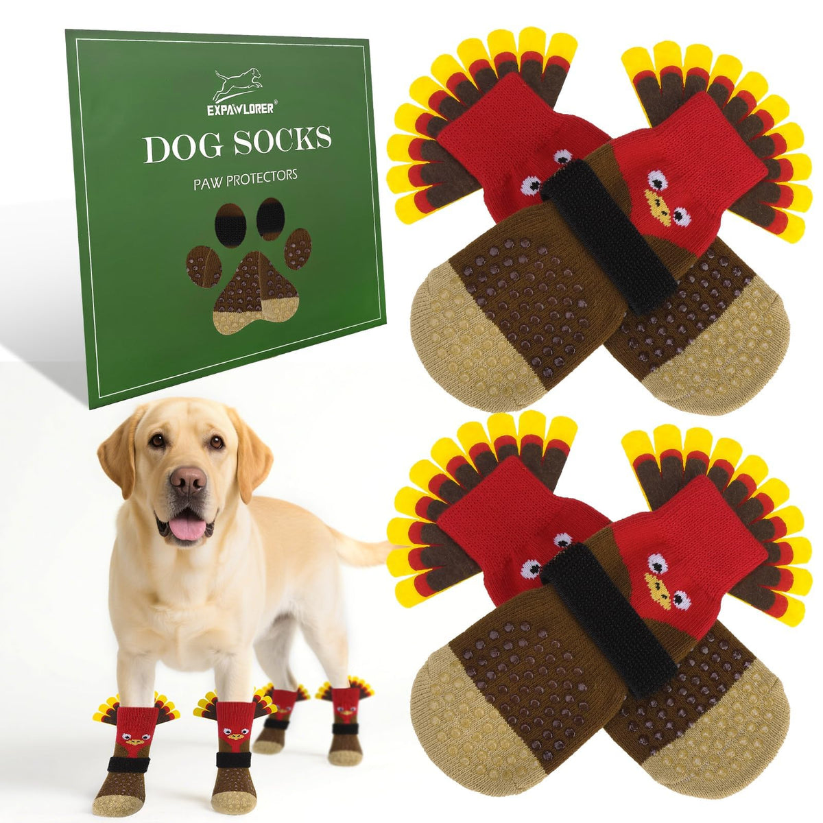 EXPAWLORER calcetines antideslizantes para perros, primer plano y mejor agarre.