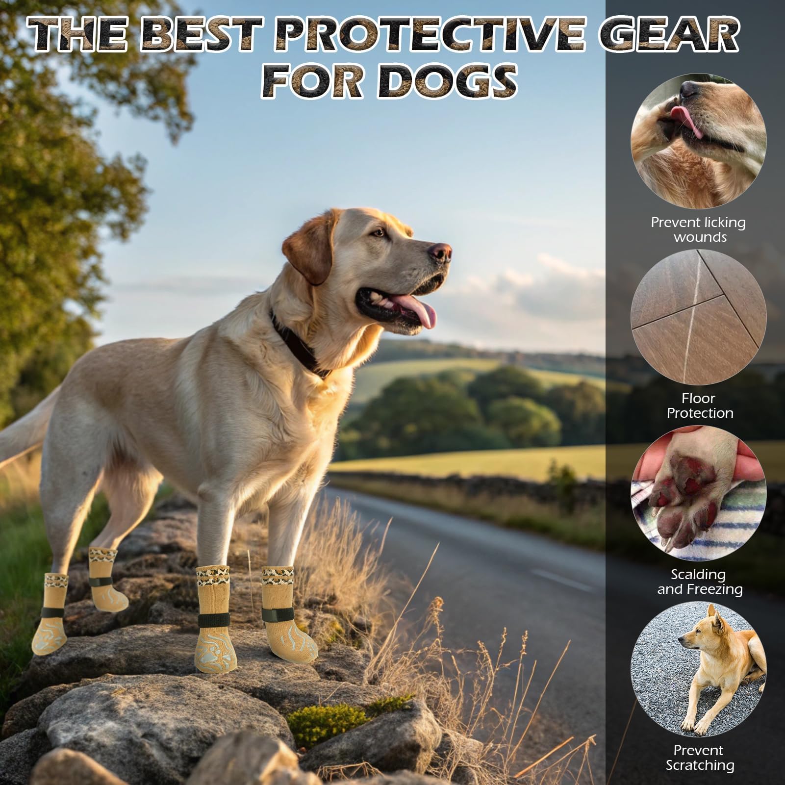 Calcetines EXPAWLORER para perros talla M en color caqui.