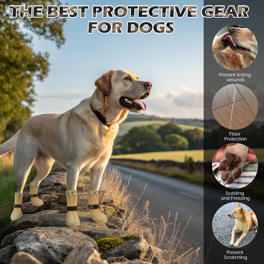 Calcetines EXPAWLORER para perros talla M en color caqui.