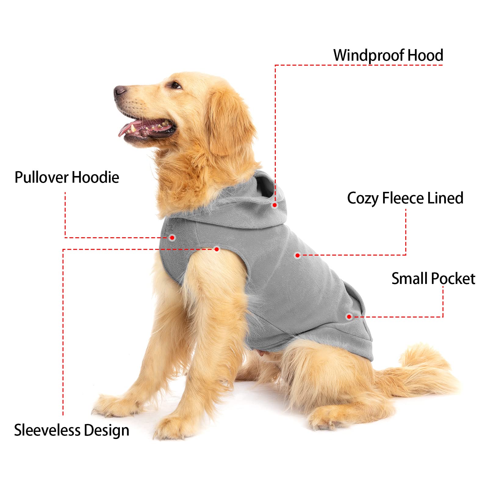 EXPAWLORER sudadera sin mangas con capucha para perro, suave y cómodo