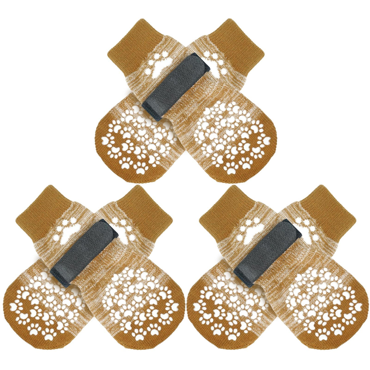 EXPAWLORER doble calcetines para perro con anti deslizante en piso de madera