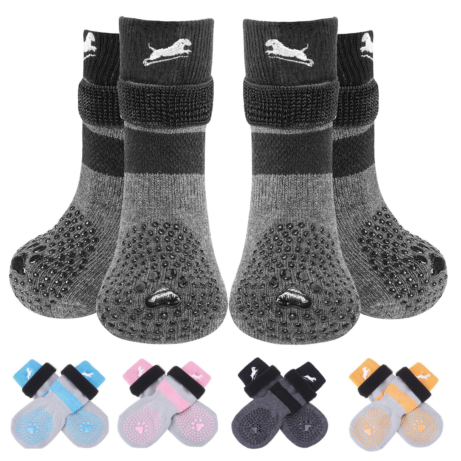 EXPAWLORER botas antideslizantes para patas, agarre seguro en suelos lisos.