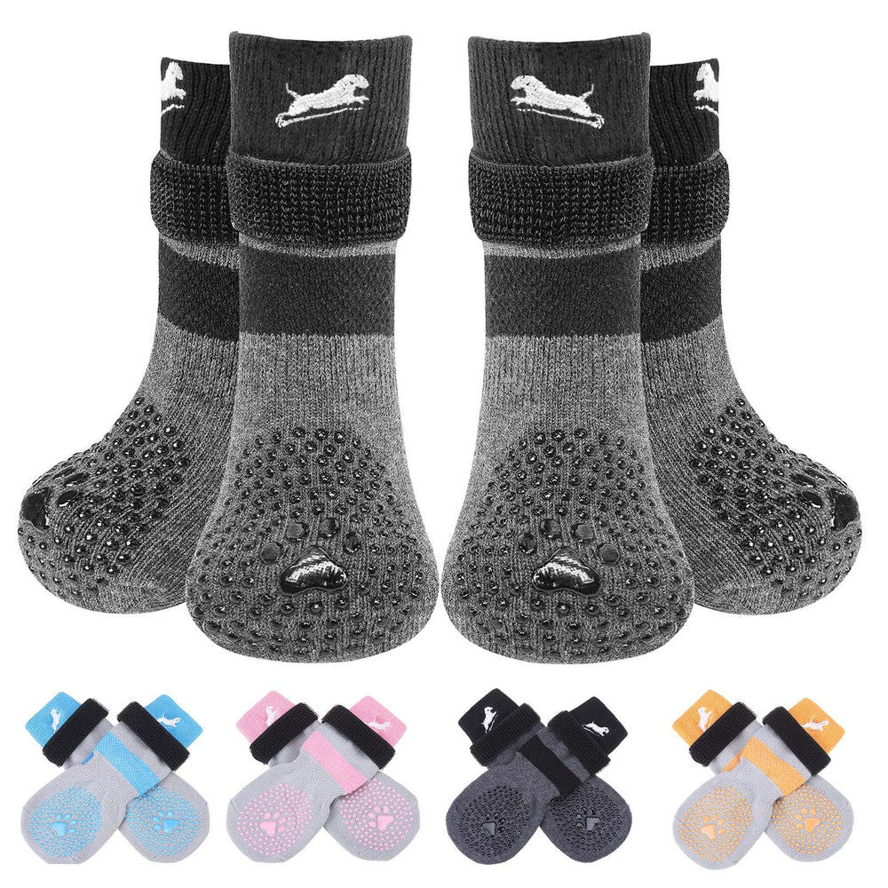 EXPAWLORER botas antideslizantes para patas, agarre seguro en suelos lisos.