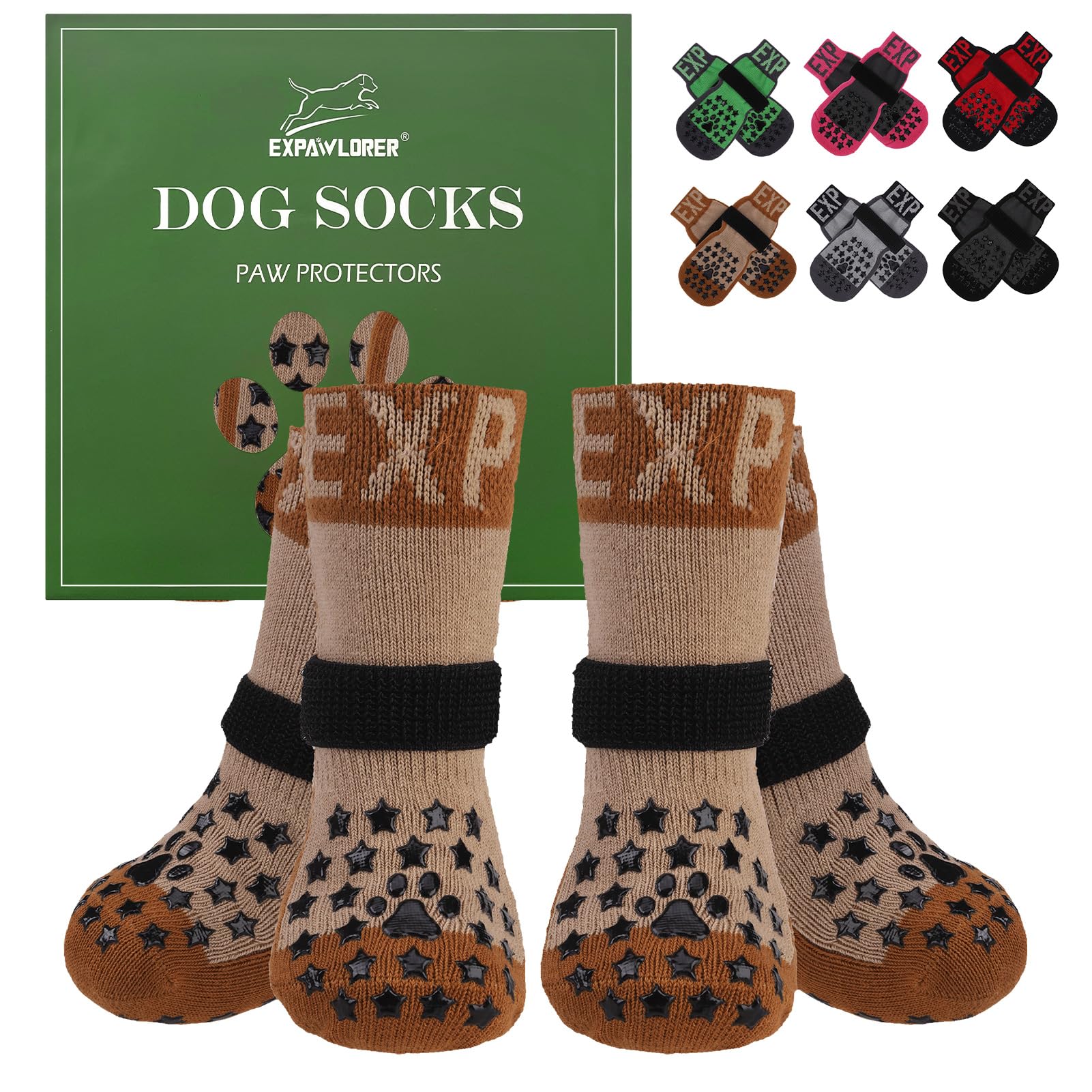 EXPAWLORER botas anti deslizantes para patas, mayor agarre en suelos lisos.