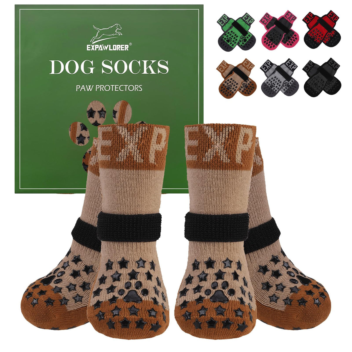 EXPAWLORER botas anti deslizantes para patas, mayor agarre en suelos lisos.