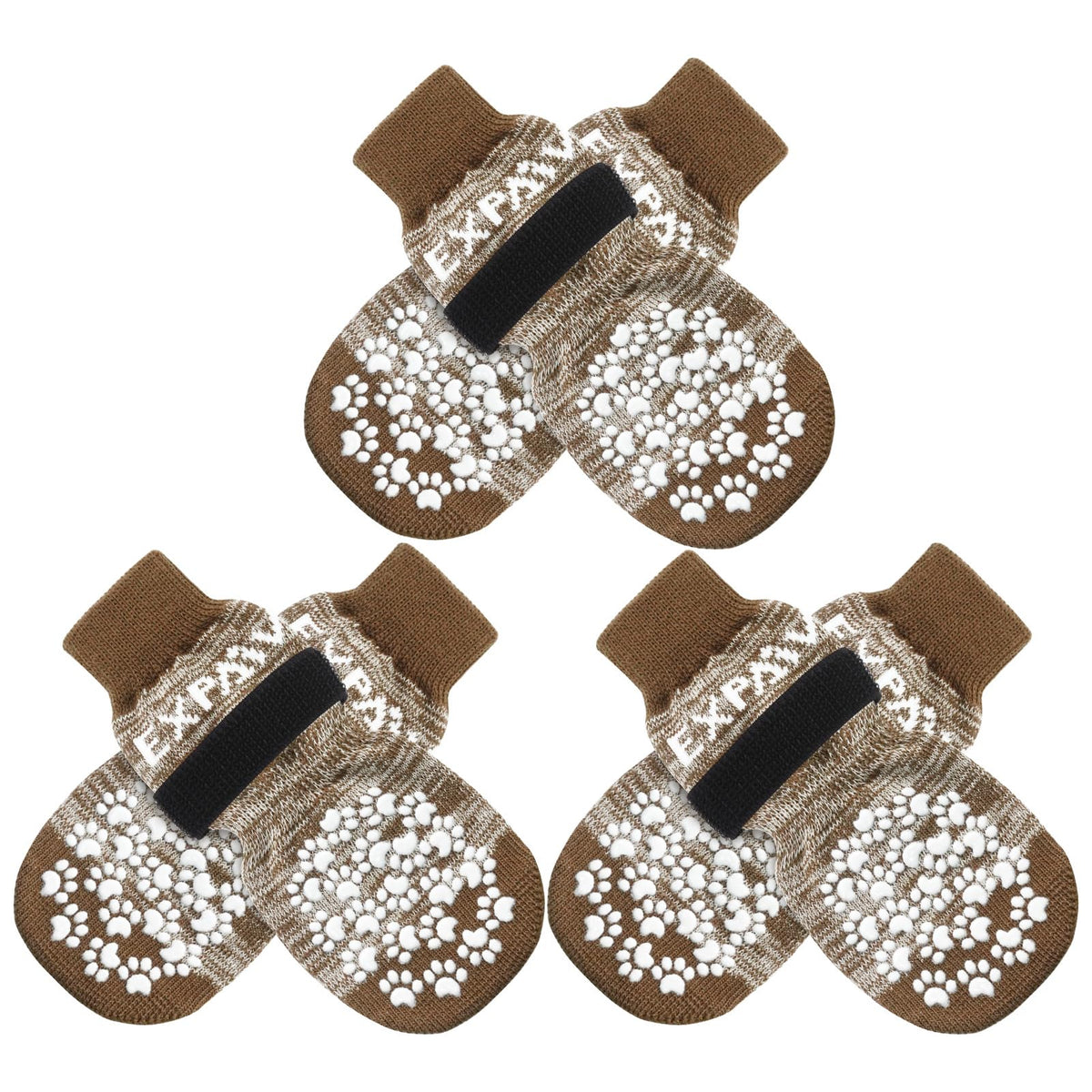 EXPAWLORER calcetines antideslizantes para perro, enfoque en frente de patas y mayor tracción.