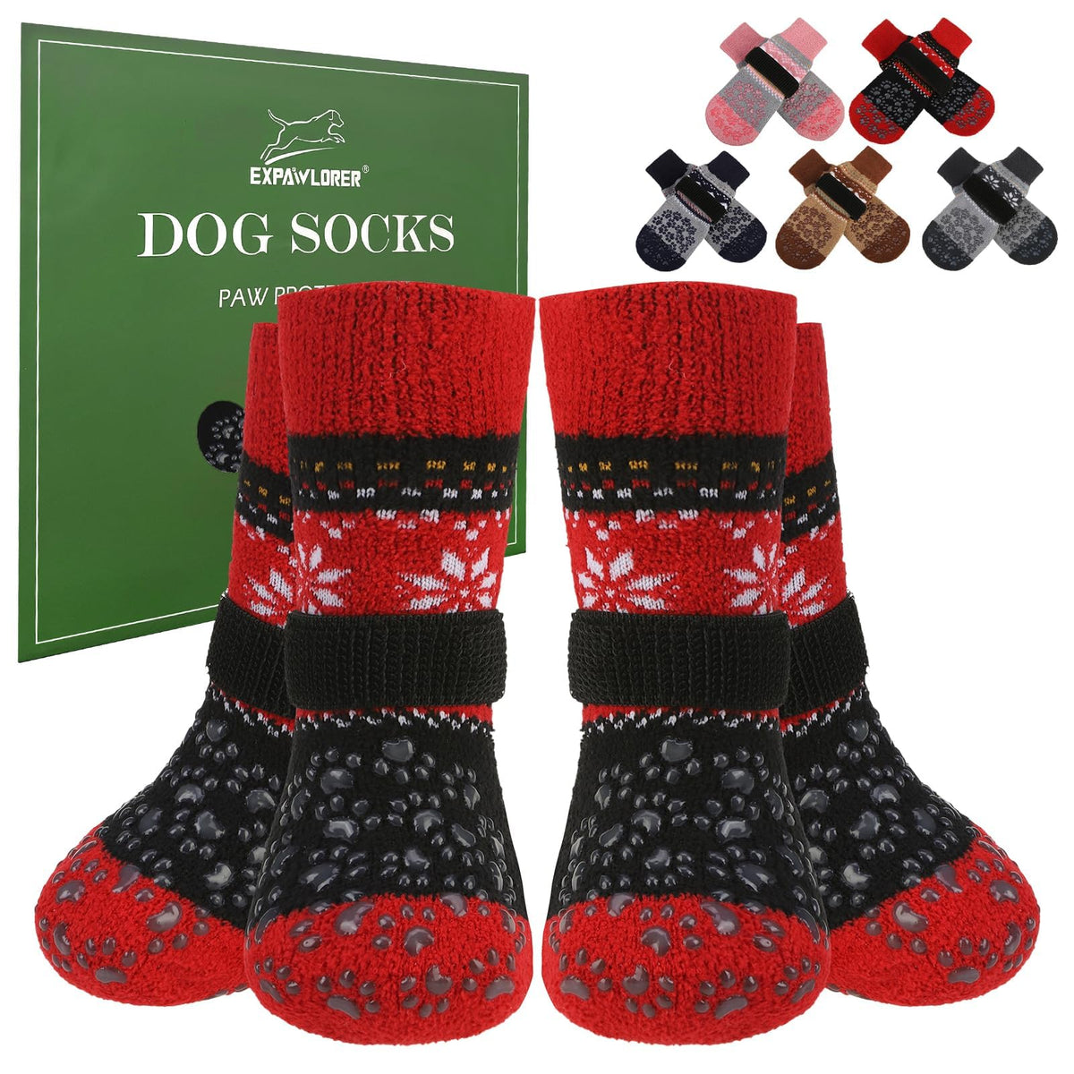EXPAWLORER calcetines antideslizantes para perros con agarre en las patas