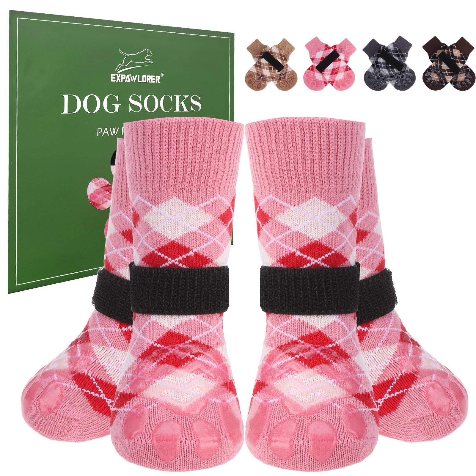 EXPAWLORER calcetines para perro anti deslizantes para patas, mayor seguridad.