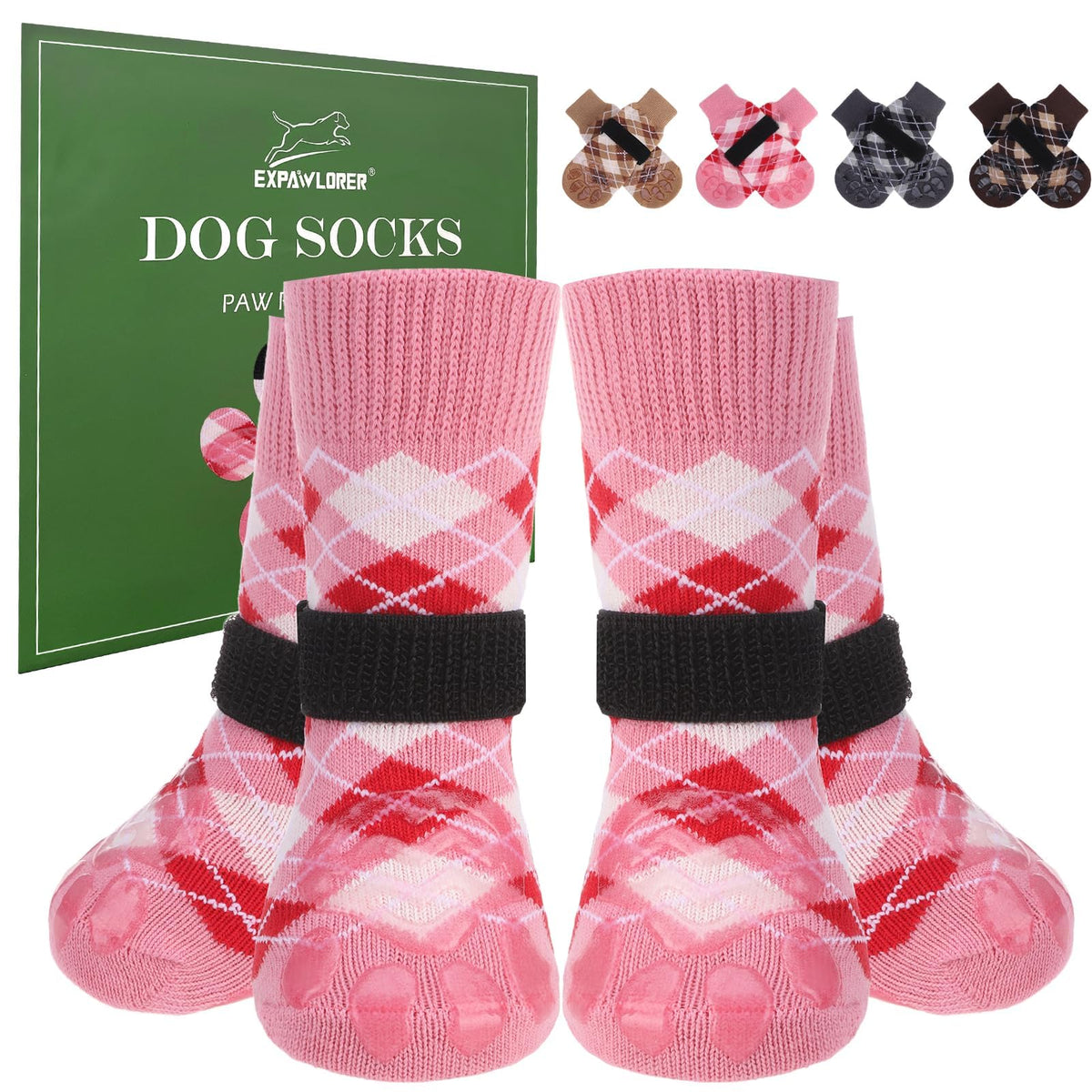 EXPAWLORER calcetines para perro anti deslizantes para patas, mayor seguridad.