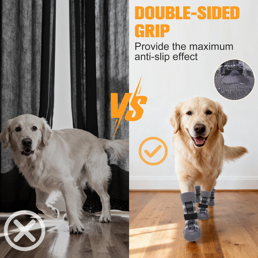 EXPAWLORER Calcetines con agarre dual para superficies lisas y seguras.