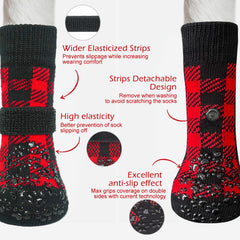 EXPAWLORER calcetines antideslizantes, vista lateral, estabilidad al caminar en suelos resbaladizos.
