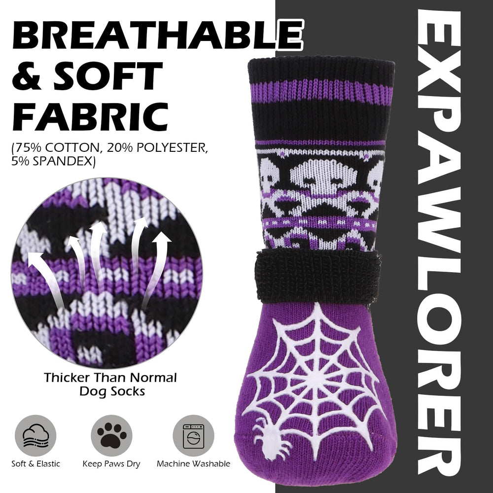 EXPAWLORER calcetines con diseño araña, agarre doble para superficies lisas