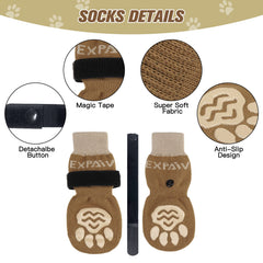 EXPAWLORER calcetines-perro-diseño-patitas, diseño llamativo para mayor seguridad al caminar.
