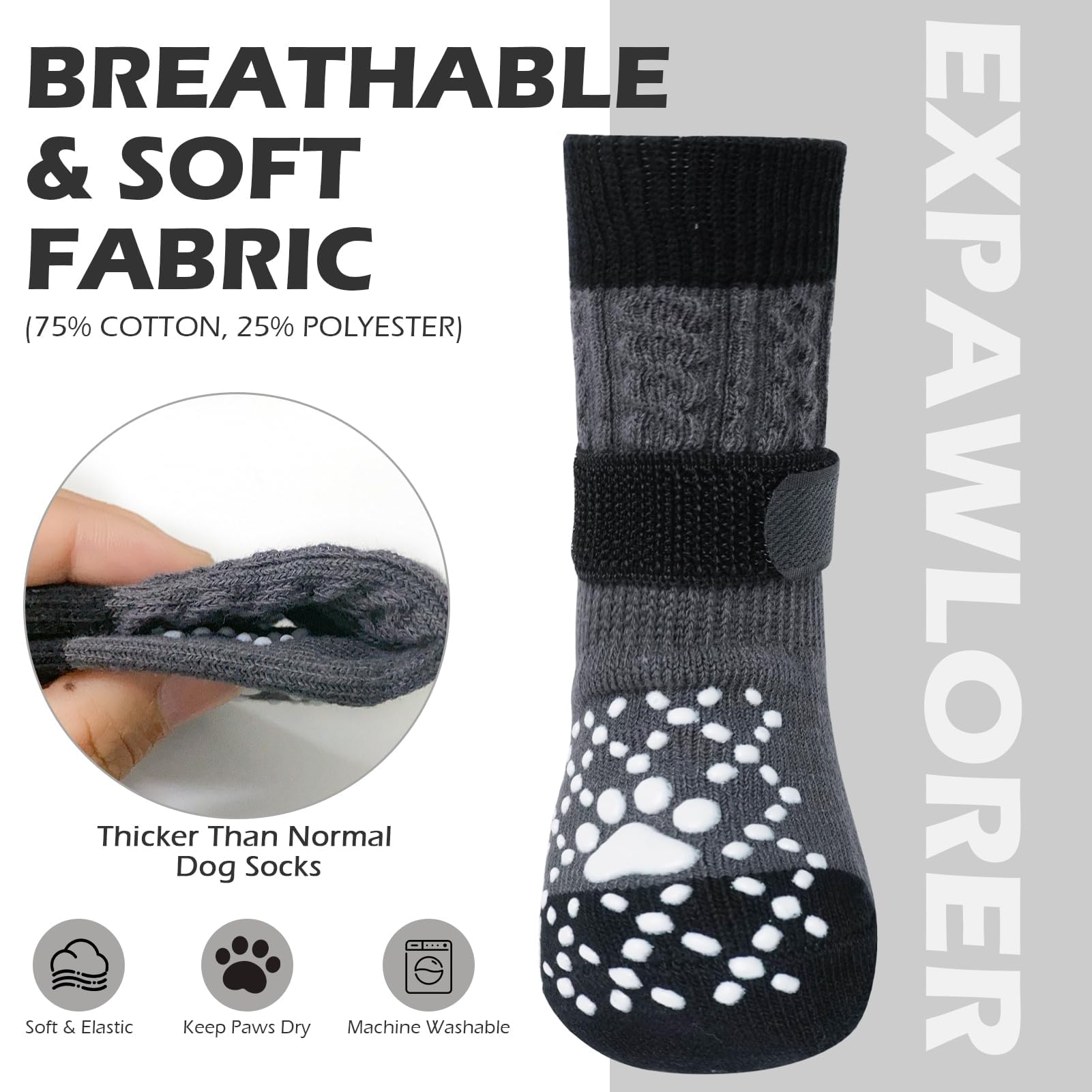 EXPAWLORER calcetines para perros, evitan lamido excesivo de patas para mayor tranquilidad.