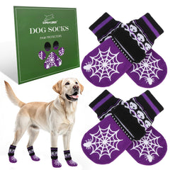 Calcetines EXPAWLORER para perro con fantasma violeta antideslizantes para evitar resbalones
