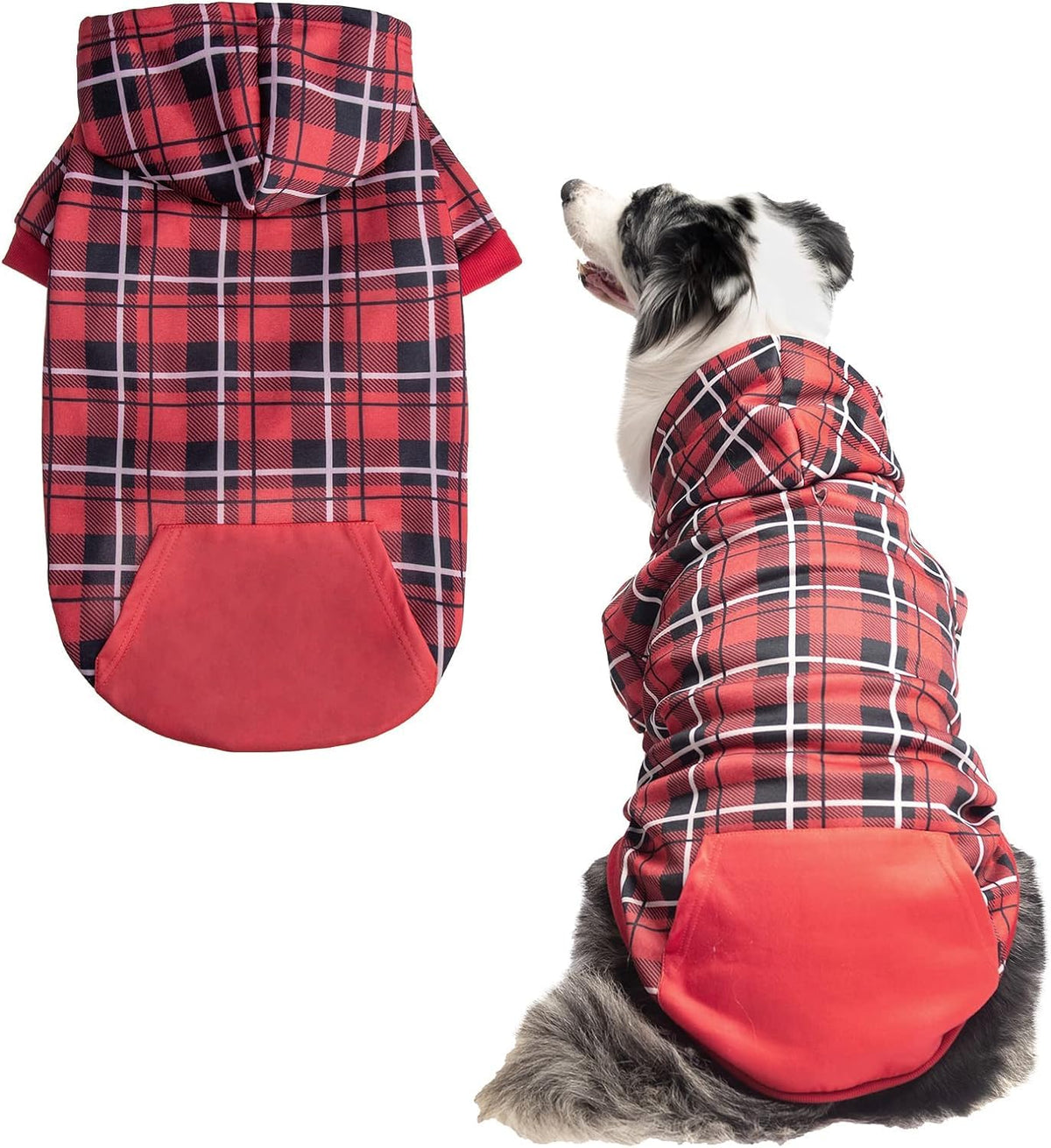 EXPAWLORER chaqueta para perro cuadros frente: estilo clásico y ajuste cómodo para paseos.