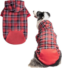 EXPAWLORER chaqueta para perro cuadros frente: estilo clásico y ajuste cómodo para paseos.