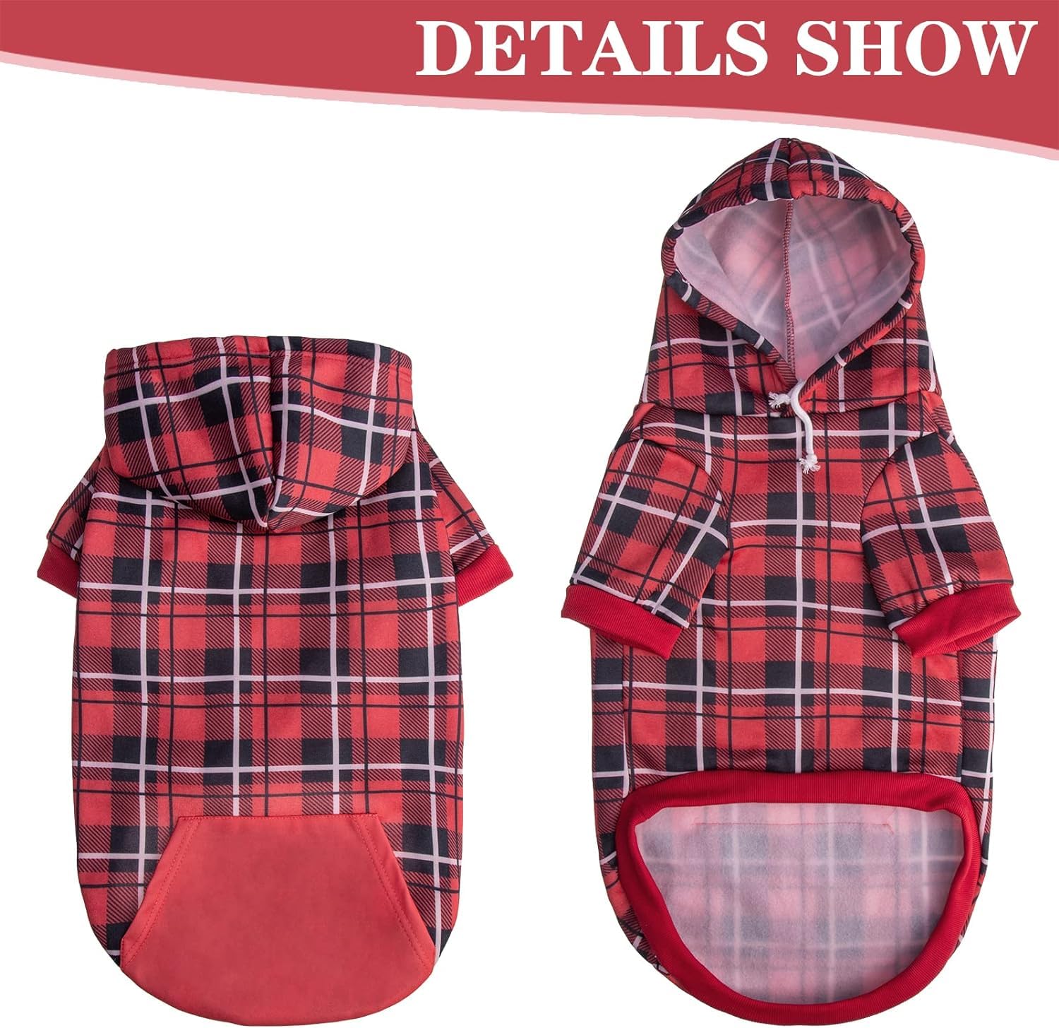 EXPAWLORER chaqueta para perro cuadros material suave: sensación agradable y cálida.