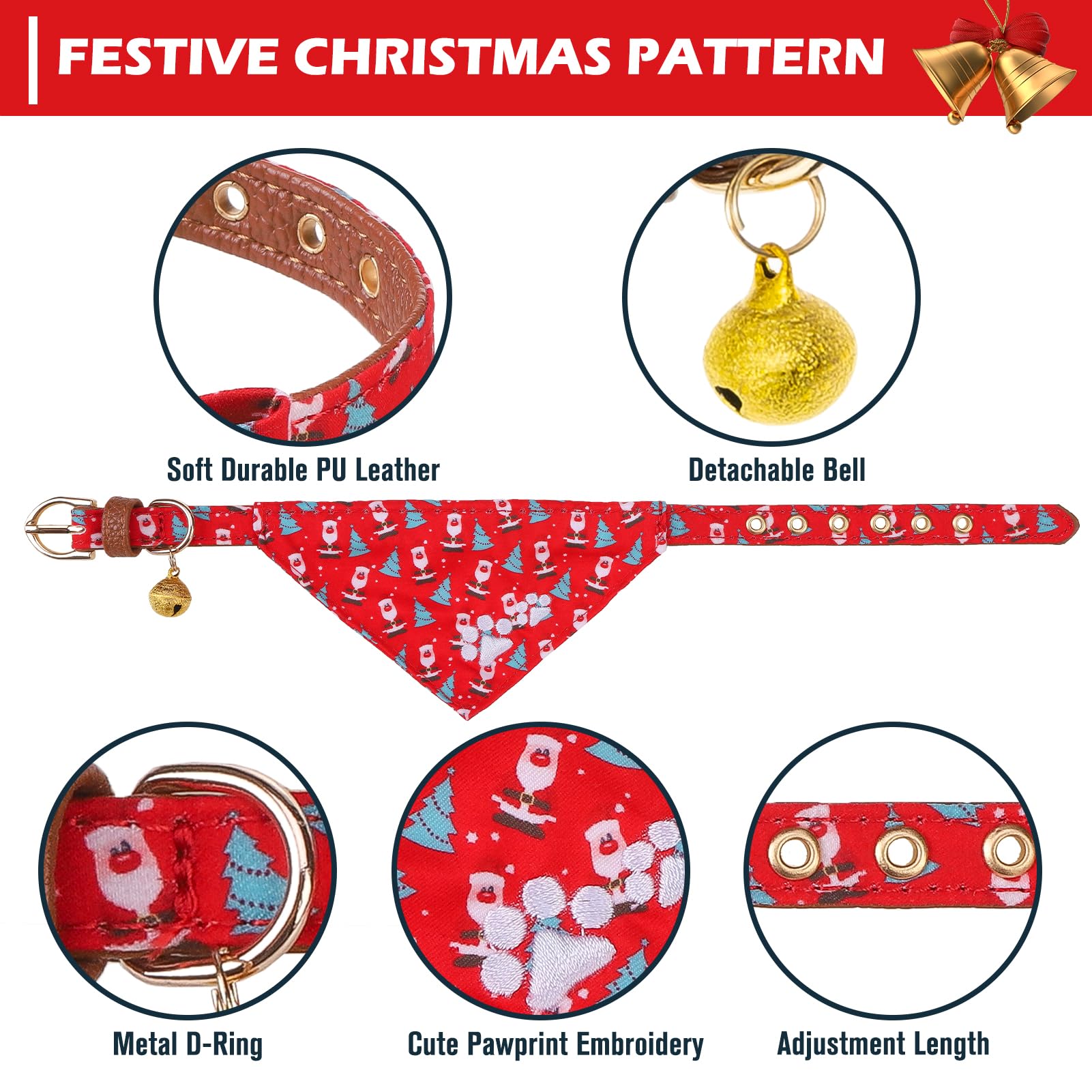 EXPAWLORER collar bandana navidad: estilo festivo versátil para cualquier mascota