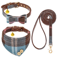 EXPAWLORER collar lazo pajarita cuadritos azul, ideal para paseos diarios.